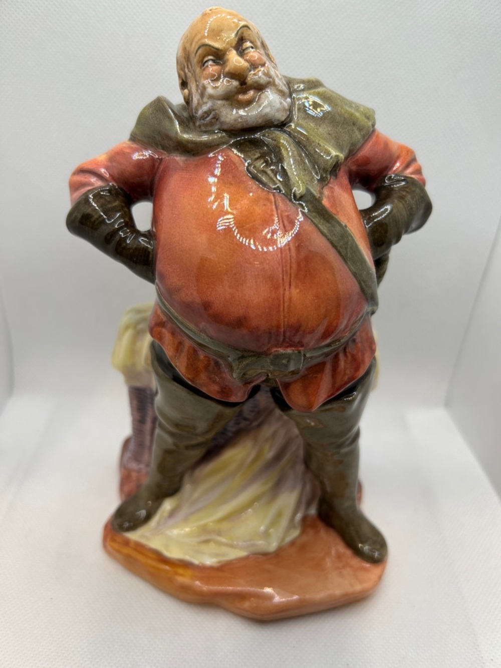 Royal Doulton Hand-Painted Ceramic Figurine in Olive Green and Orange Glaze